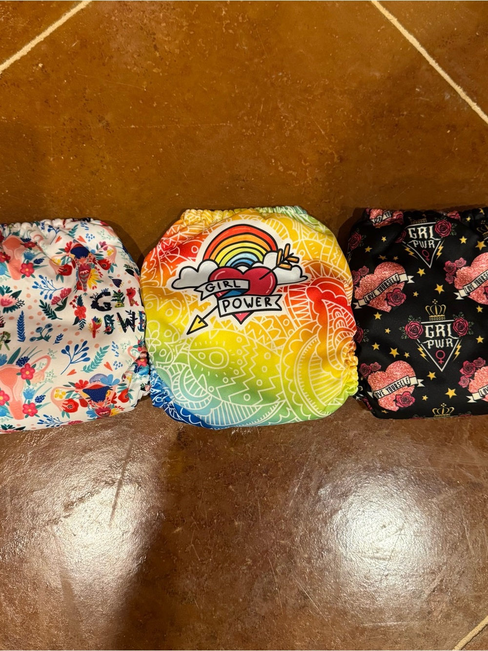 Mama Koala 1.0 Pocket Cloth Diaper Girl Power Theme Pattern Lot Of 3